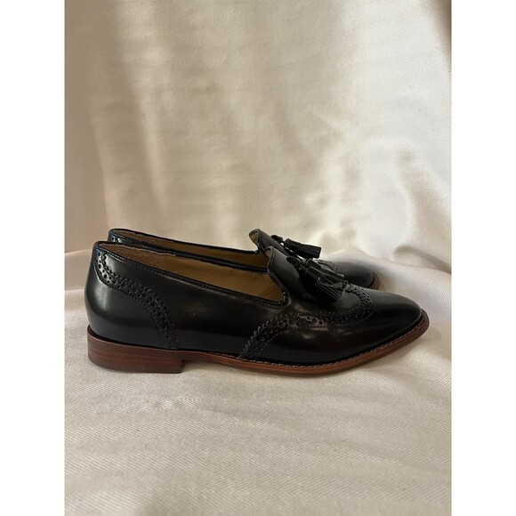 Talbots Navy Blue Leighton Tassel Wingtip Dress Loafer, Women 7m‎ All Leather - Picture 3 of 9